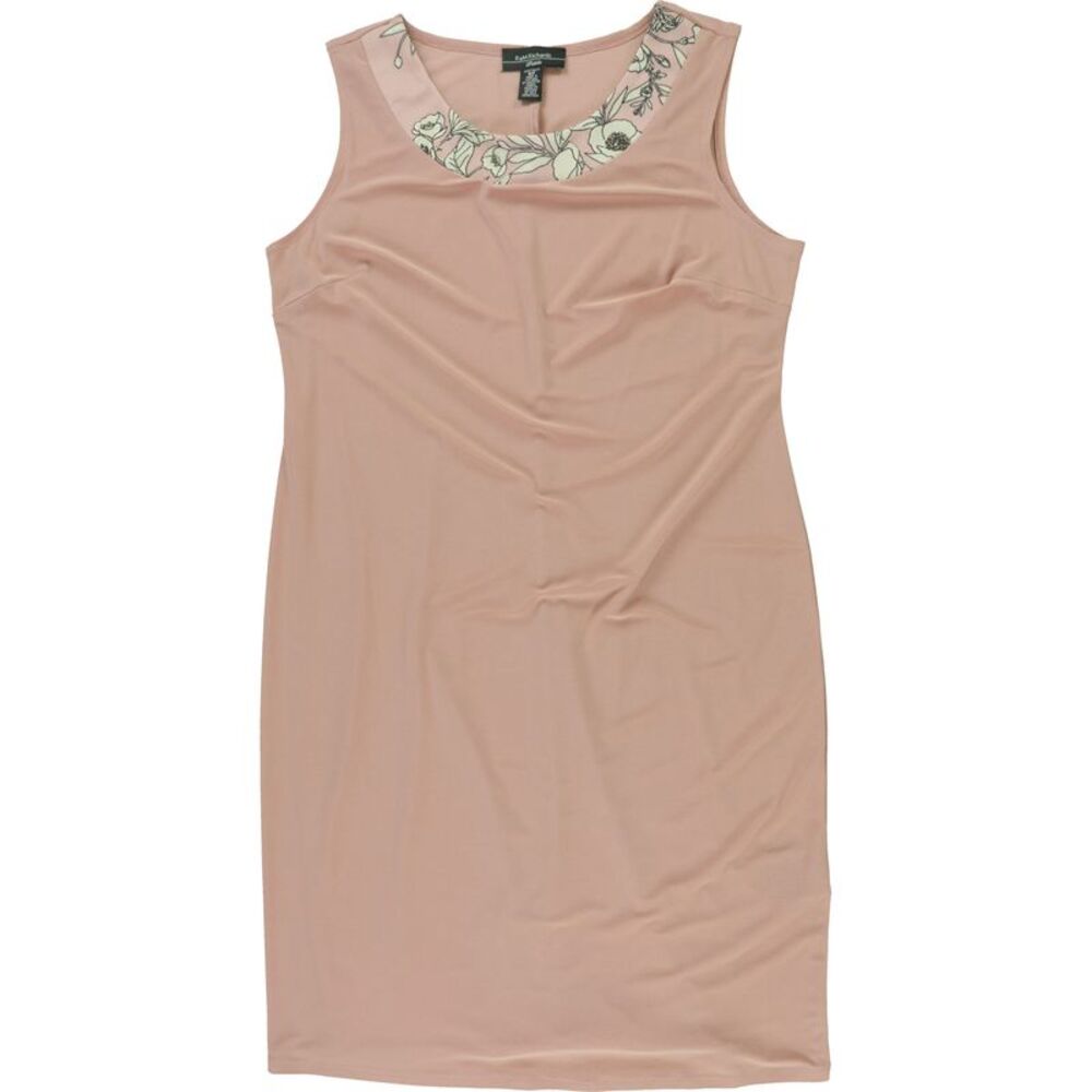 R & M Richards Womens Floral Trim, Necklace Midi Dress, Pink, Petite, 6P, DM